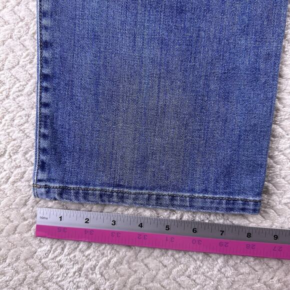 Eddie‎ Bauer Jeans Womens 8 Blue Curvy Capri Light Wash Zip Denim 98% Cotton - Picture 10 of 14